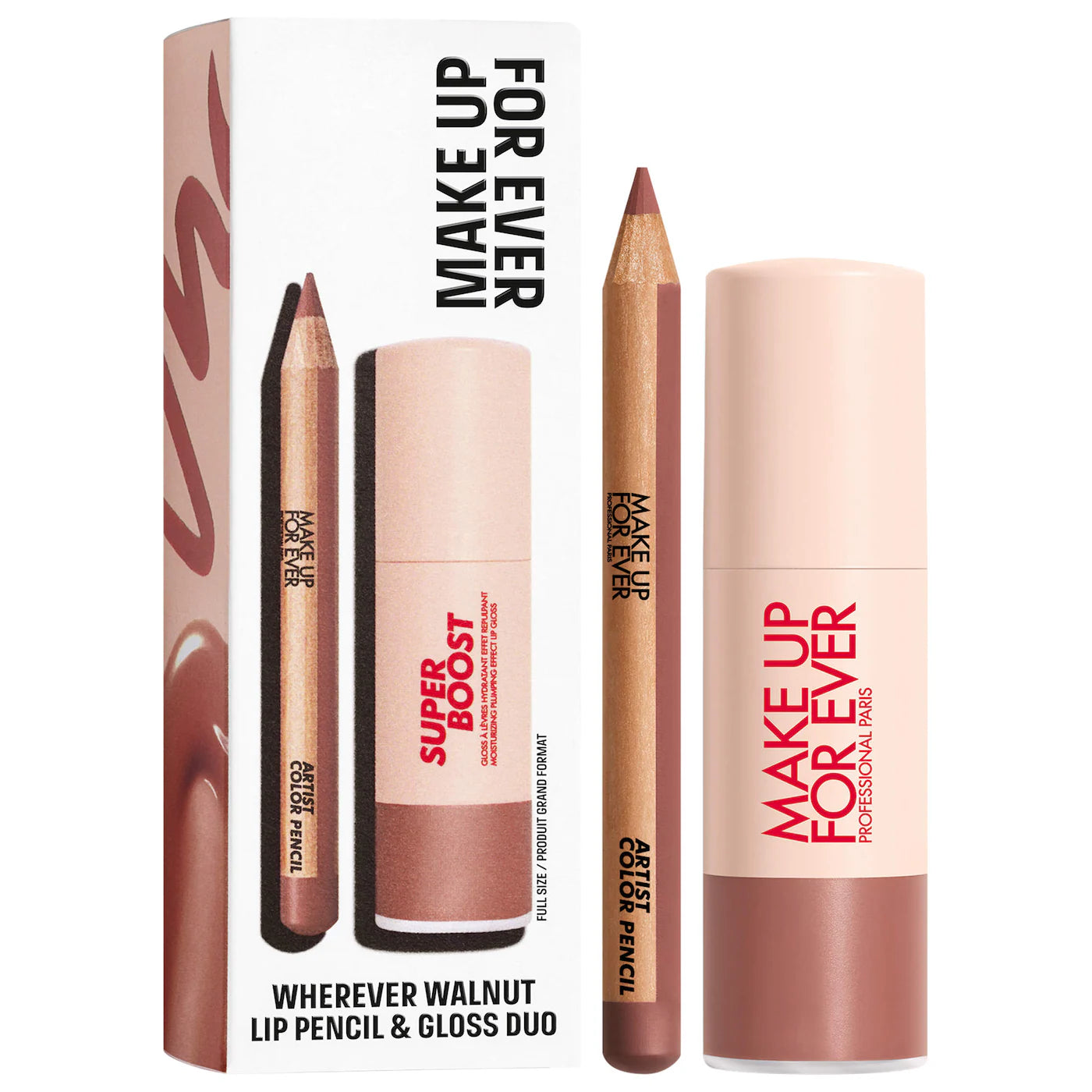 Mini Artist Color Pencil Lip Liner & Full Size Super Boost Lip Gloss Kit
