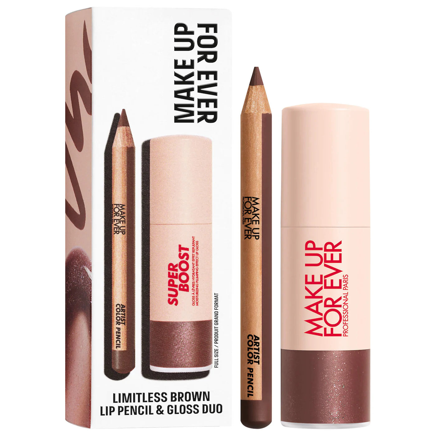 Mini Artist Color Pencil Lip Liner & Full Size Super Boost Lip Gloss Kit